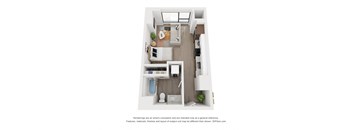 One bedroom floor plan The Mansion_A3