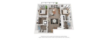 Two bedroom floor plan The Mansion_C3