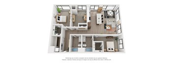 Two bedroom floor plan The Mansion_D1