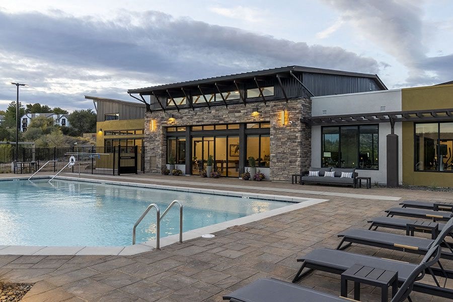 Pool with lounge chairs 