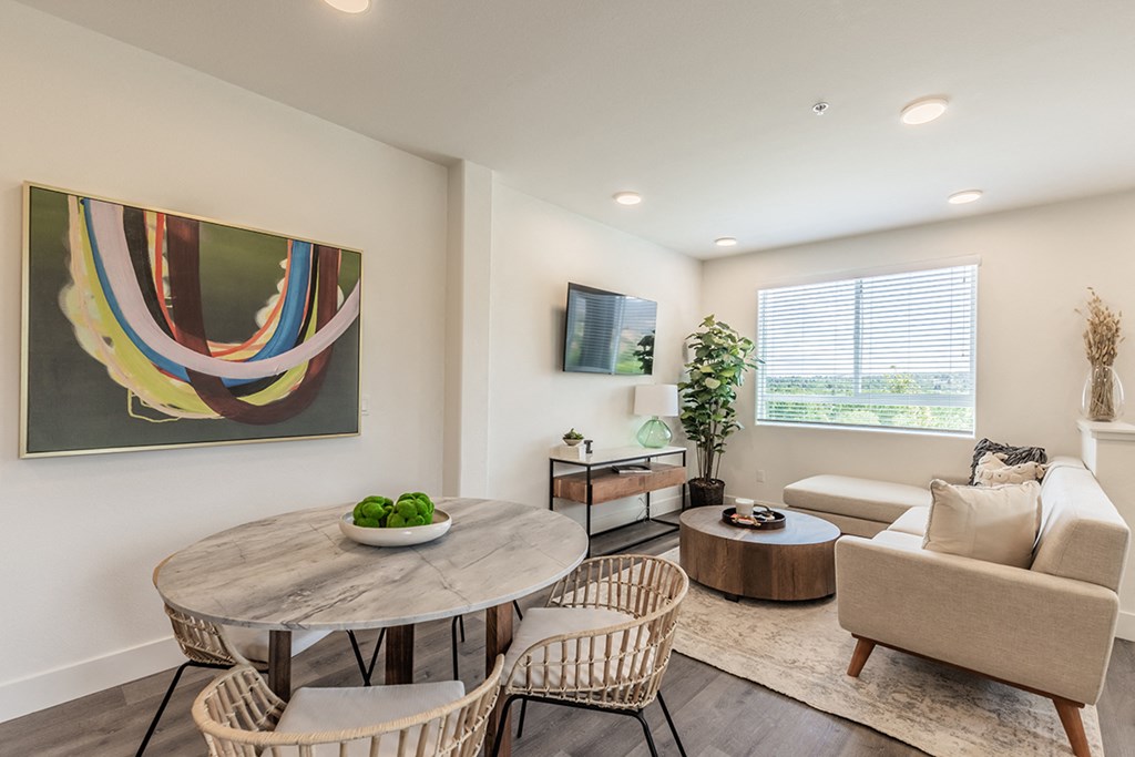 The Retreat living area with plank flooring