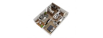 The Usk 1 bedroom 1 bath floor plan layout