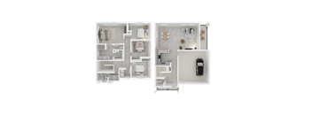 The Isles 3D floor plan for 4 bedroom 2.5 bath A
