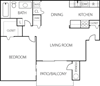 The Hampton 1X1 Floor Plan | Camden Parc Apartments in