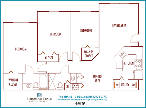 Three bedroom floor plan