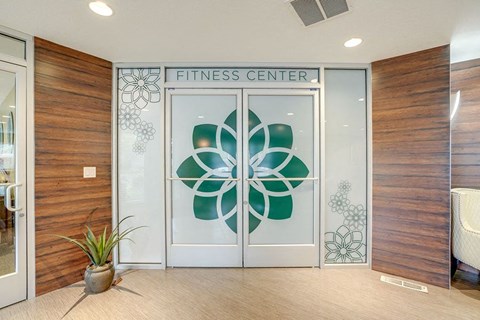 Entry door to fitness room at TOWNSHIP Apartments, CANBY, OR 97013