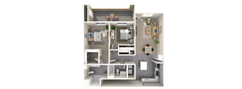Two bedroom floor plan 1166 square feet