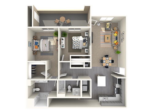Two bedroom floor plan 1166 square feet