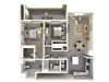 Two bedroom floor plan 1166 square feet