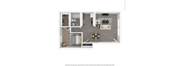 Renton Sage 1 bedroom 3D floor plan