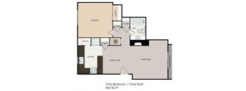 The Eleven Hundred 1 bedroom 2D floor plan