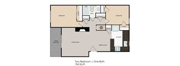The Eleven Hundred 2 bedroom 2D floor plan