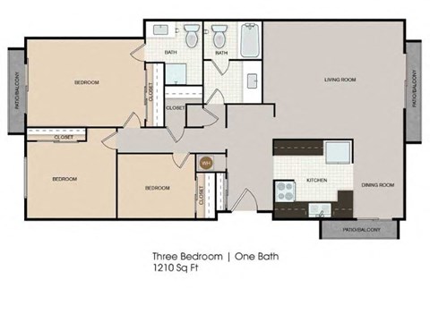 The Eleven Hundred 3 bedroom 2D floor plan