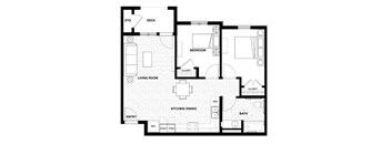 Two bedroom one bath 794 square foot