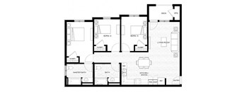 Three bedroom two bath 1099 square foot