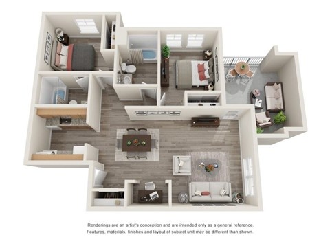 2 Bedroom Floor Plan at Villa Solera, San Jose, CA