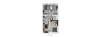 2Bed 1Bath Floor Plan at Dash Apartments, Nevada, 89104