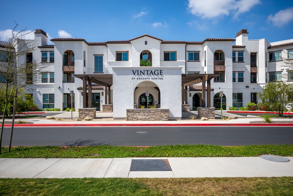 an exterior view of a building with a street in front of it at Vintage at Anacapa Canyon, Camarillo