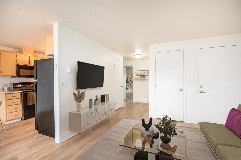 Living Room With TV at Vancouver Mall Apartments, Vancouver