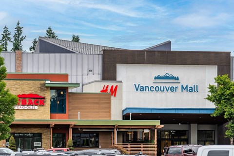 The Vancouver Mall is a large, modern building with a variety of stores.at Vancouver Mall Apartments, Vancouver, 98662