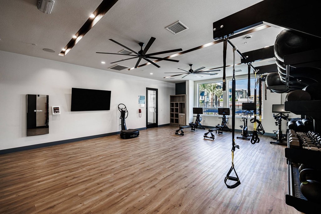 the gym at the flats at obsidian at BASE APARTMENT HOMES, Nevada