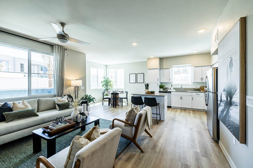 a living room and kitchen in an apartment at BASE APARTMENT HOMES, LAS VEGAS, NV 89166