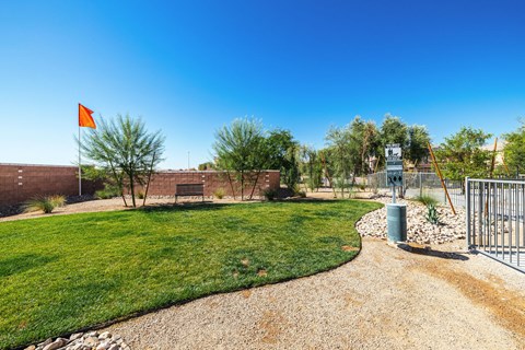 the preserve at ballantyne commons yard with playground and gate