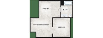 a floor plan of a house with a bathroom and a bathtub at Webster Court Senior Apartments, Kent, 98032