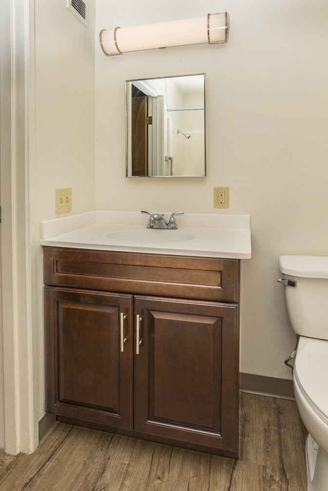 Bathroom vanity at MIRACLE TERRACE Apartments, California, 92804