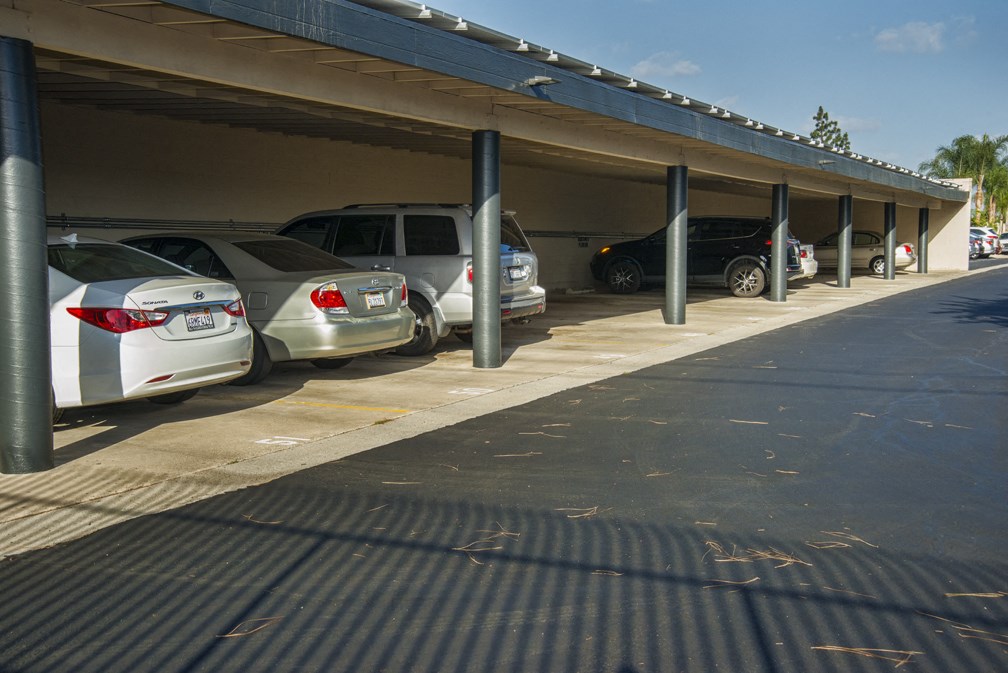 Row of carports at MIRACLE TERRACE Apartments, Anaheim, CA
