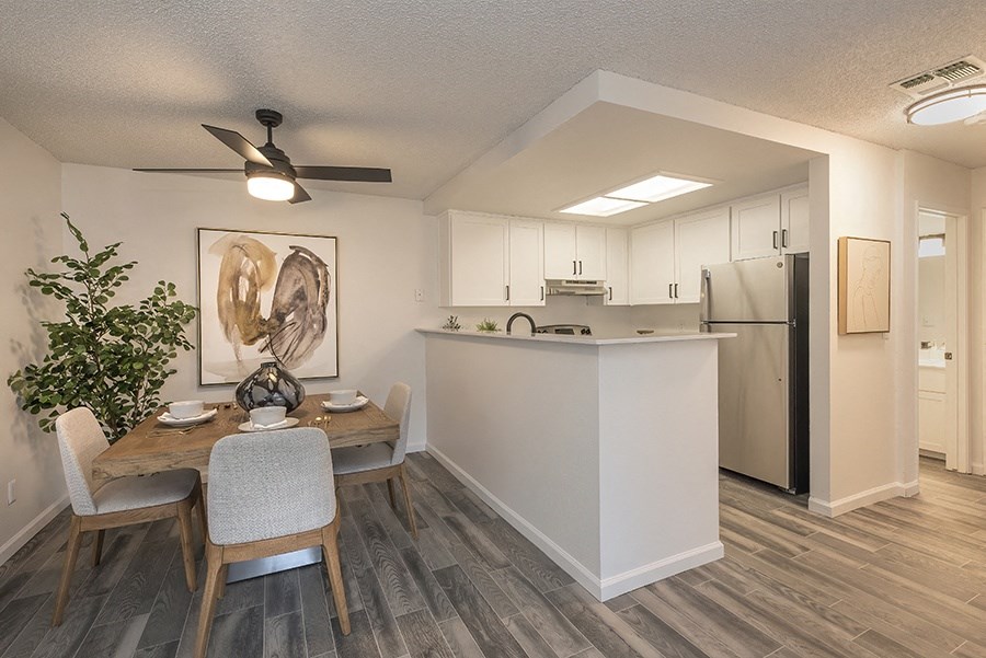 The Arlo Apartments in Citrus Heights dining area with ceiling fan