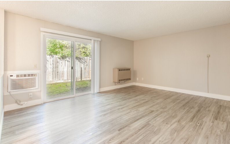 Living room with patio window