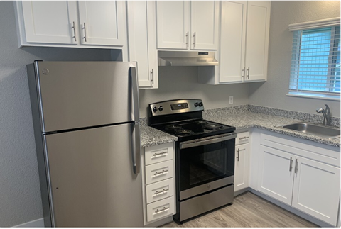 Kitchen with stainless steel appliances