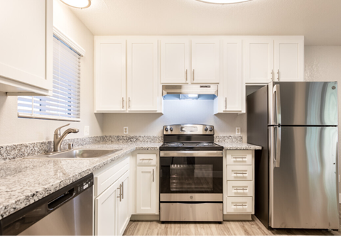 Kitchen with stainless steel appliances