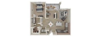 A4 Floor Plan 3D Layout at Allure 2920 Apartments, Modesto, CA