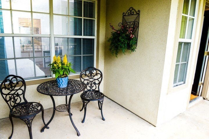 Patio with small table and chairs