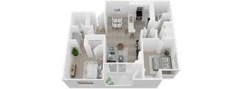 Two bedroom floor plan l The Arlo Apartments in Citrus Heights, CA