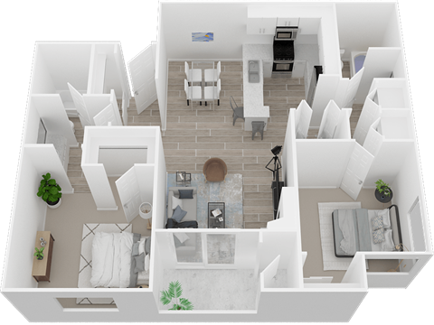Two bedroom floor plan l The Arlo Apartments in Citrus Heights, CA