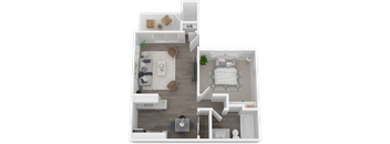 Austin Commons one bedroom 3D floor plan