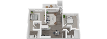 Austin Commons two bedroom 3D floor plan