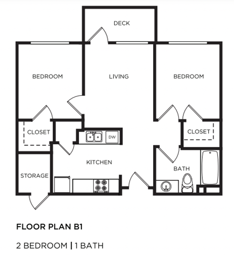 2 bed 1 bath Floor Plan B1 at Vintage at Anacapa Canyon, Camarillo, 93012