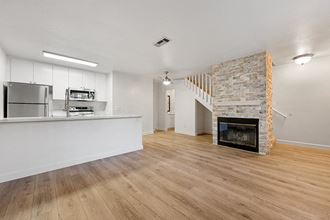 Kitchen near living room and fireplace - Photo Gallery