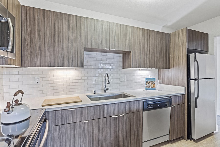 Two bedroom kitchen view of sink area