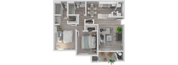 3D floorplan Birch Cobble Oaks Apts