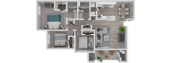 3D floorplan Valley Oak, Cobble Oaks Apts