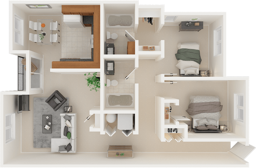 Two bedroom floor plan