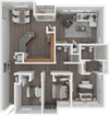 Three bedroom floor plan