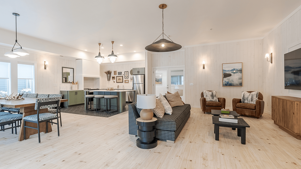 A living room with a couch, chairs, and a coffee table A living room with a couch, chairs, and a coffee table at Falls Creek Apartments in ID,