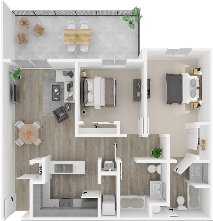 Two bedroom floor plan