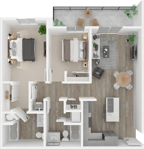 Two bedroom floor plan